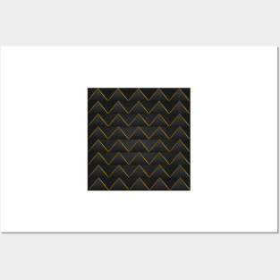 Golden triangular pattern on blue gray background filling the frame. Posters and Art